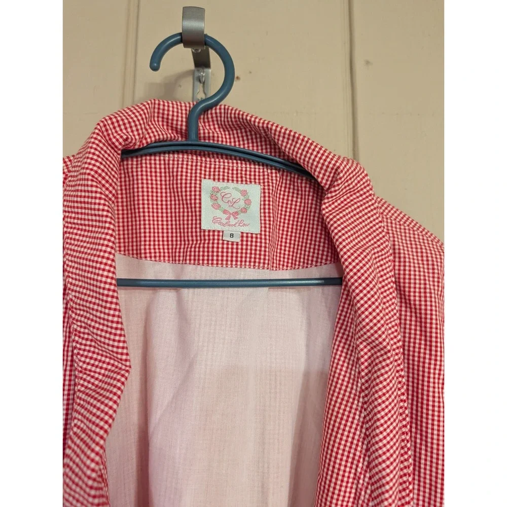 Cecil and Lou Girls Red White Gingham Cotton Robe Size 8‎ Sleepwear Loungewear